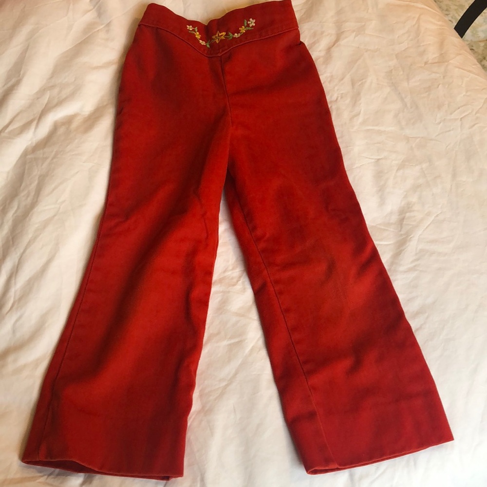 Vintage Garanimals kids red pants with embroidered flowers